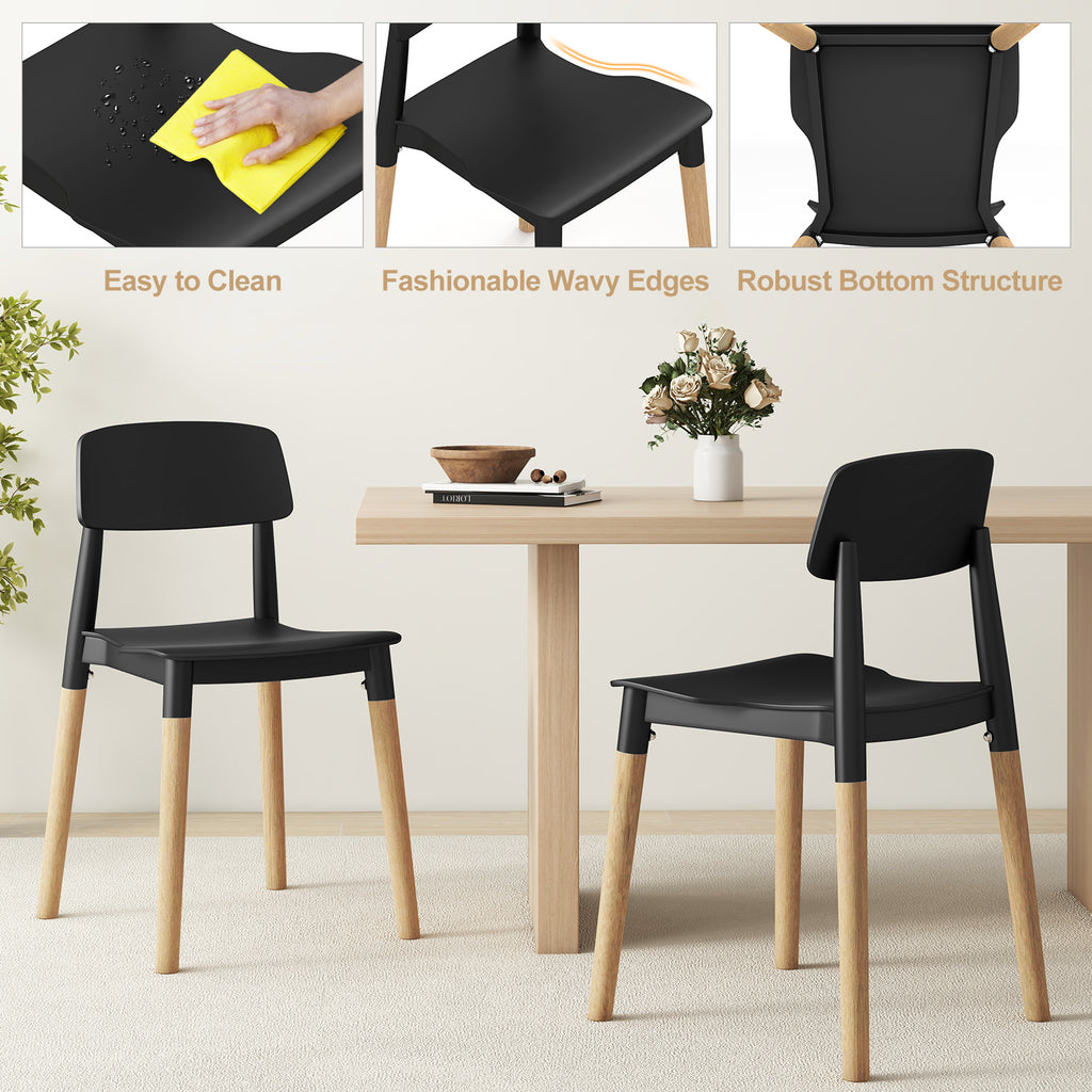 Dining Side Chairs Set of 4 with Ergonomic Backrest - Black