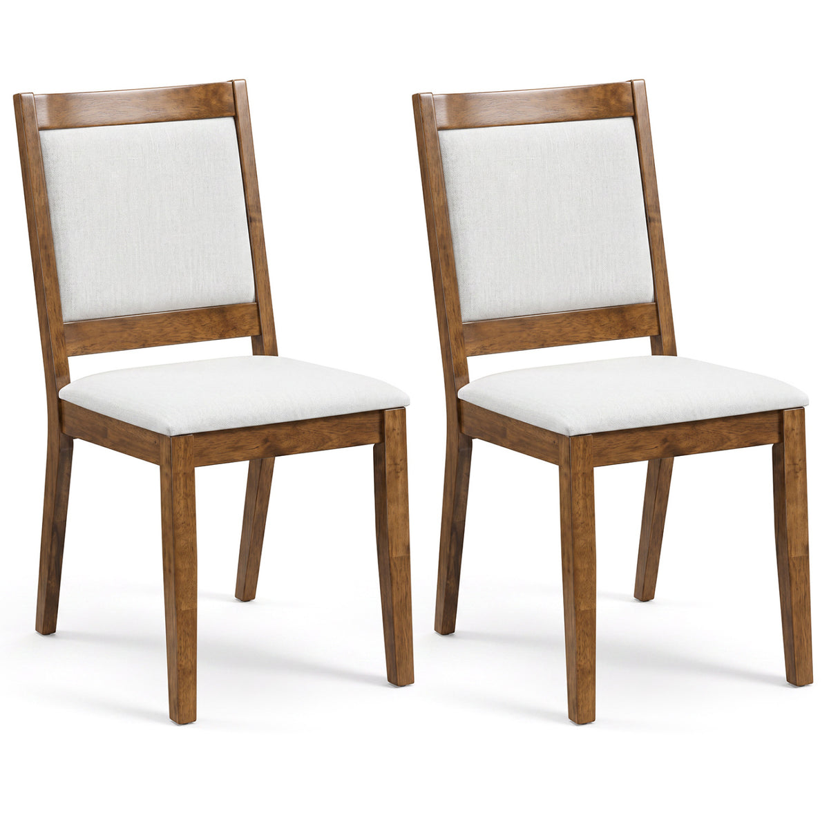 Upholstered Dining Chairs Set of 2 with Padded Backrest – Brown Farmhouse