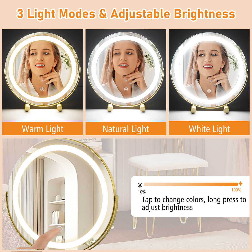 Dressing Table with LED Mirror & Storage Cabinet, Off White