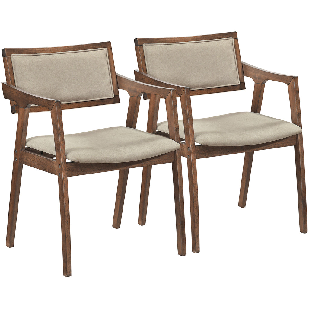 Upholstered Dining Chairs Set of 2 with Arms - Beige