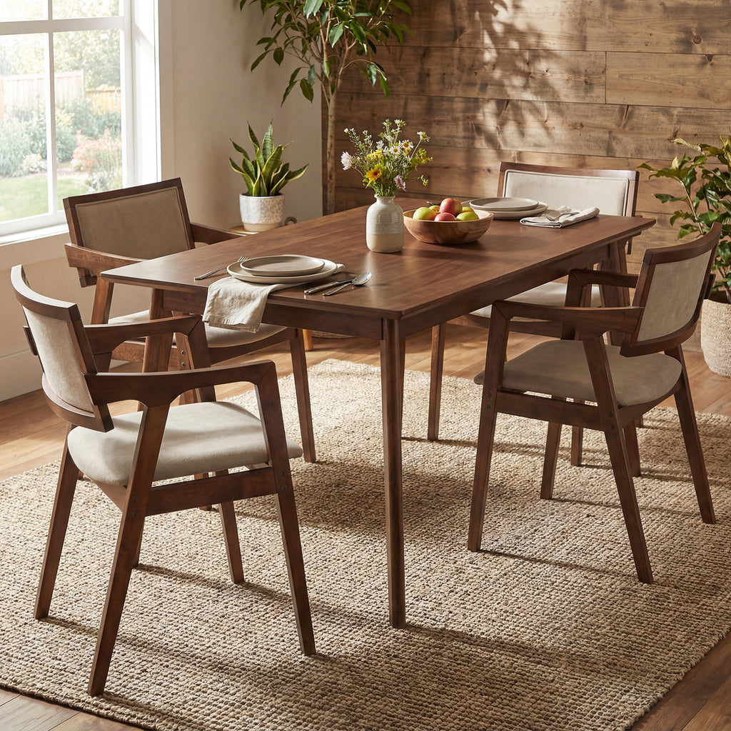Upholstered Dining Chairs Set of 2 with Arms - Beige