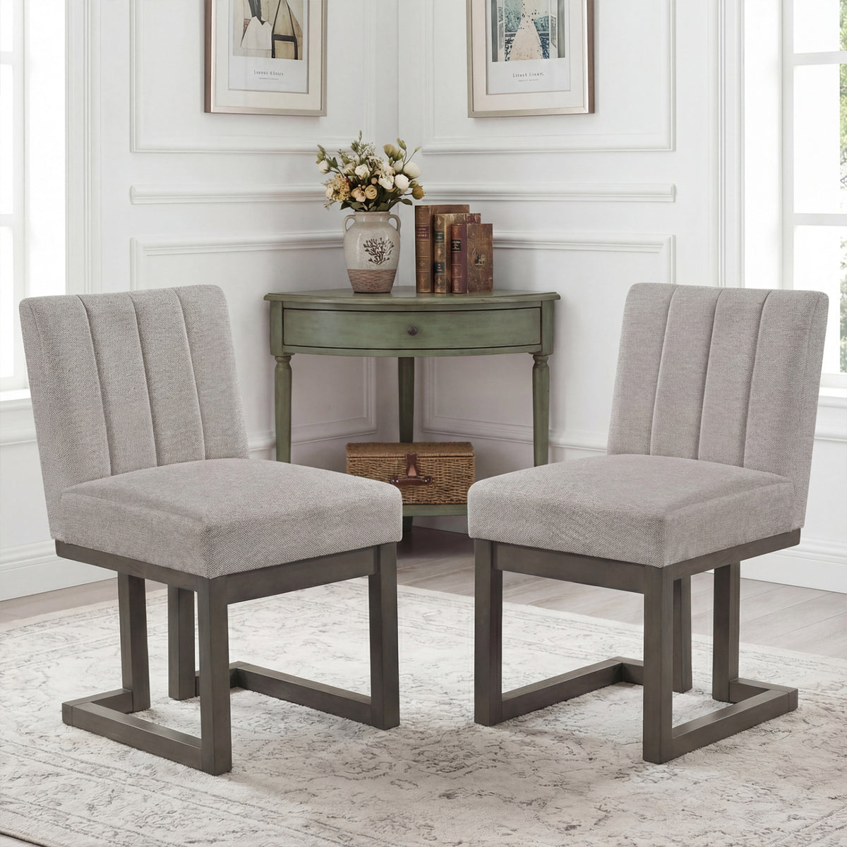 Modern Farmhouse Dining Chairs Set of 2, Gray