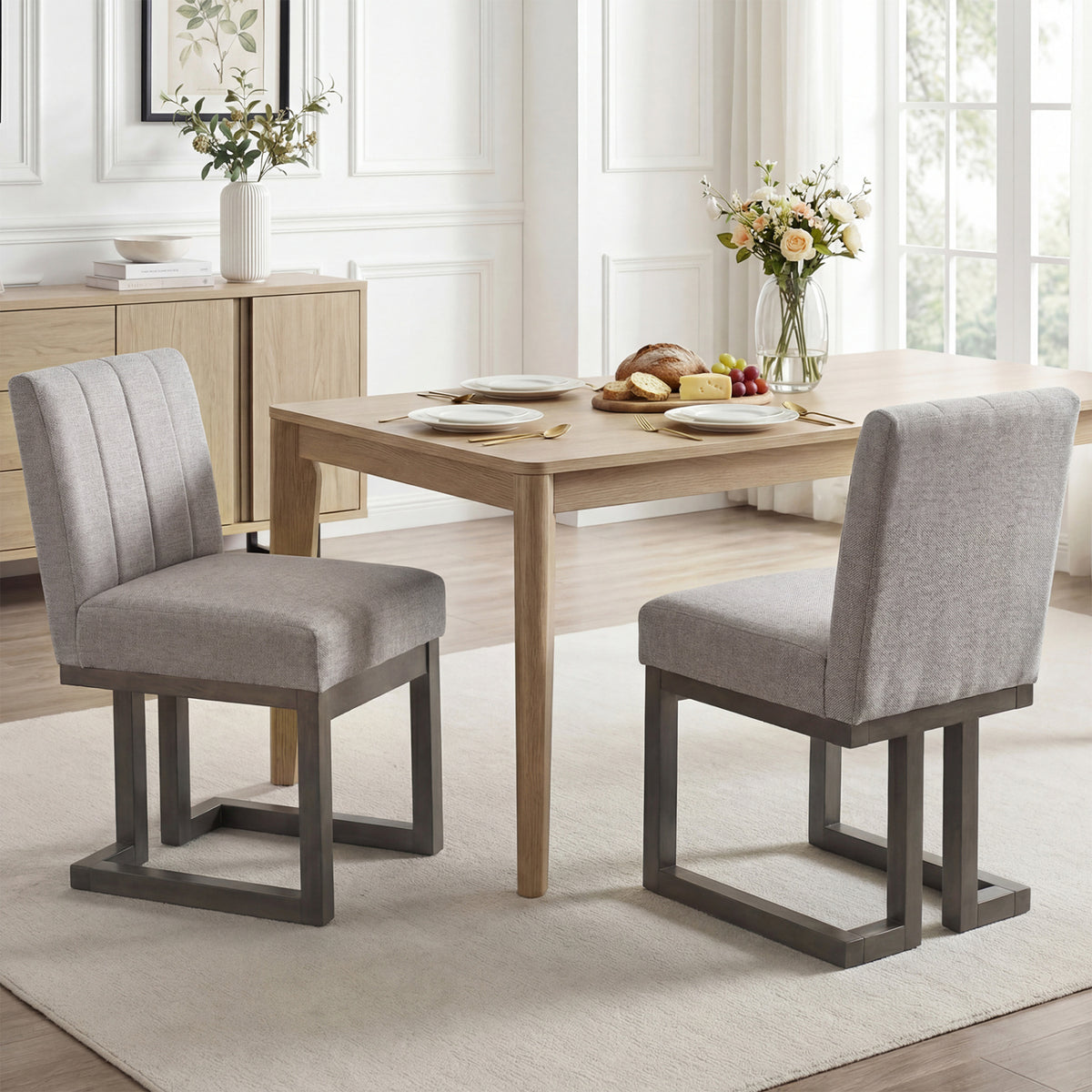 Modern Farmhouse Dining Chairs Set of 2, Gray