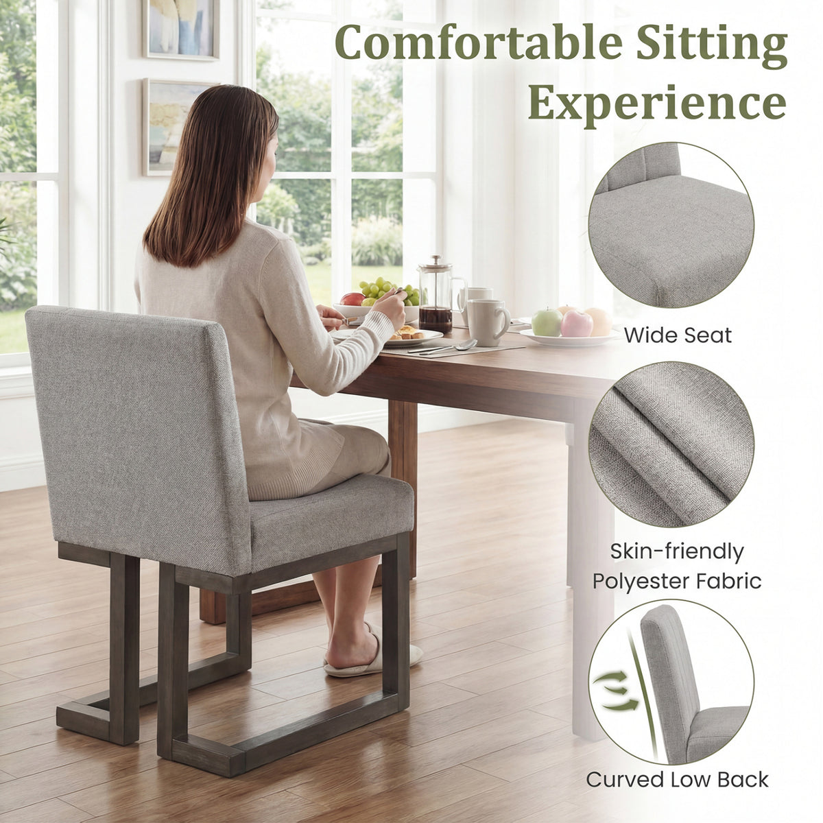 Modern Farmhouse Dining Chairs Set of 2, Gray