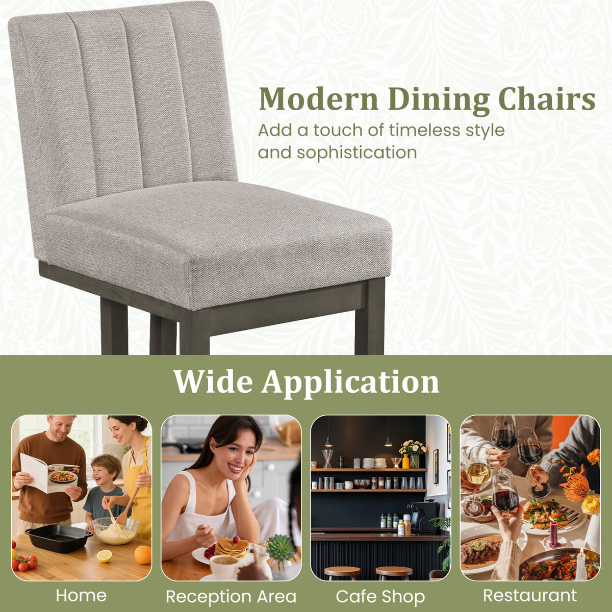 Modern Farmhouse Dining Chairs Set of 2, Gray