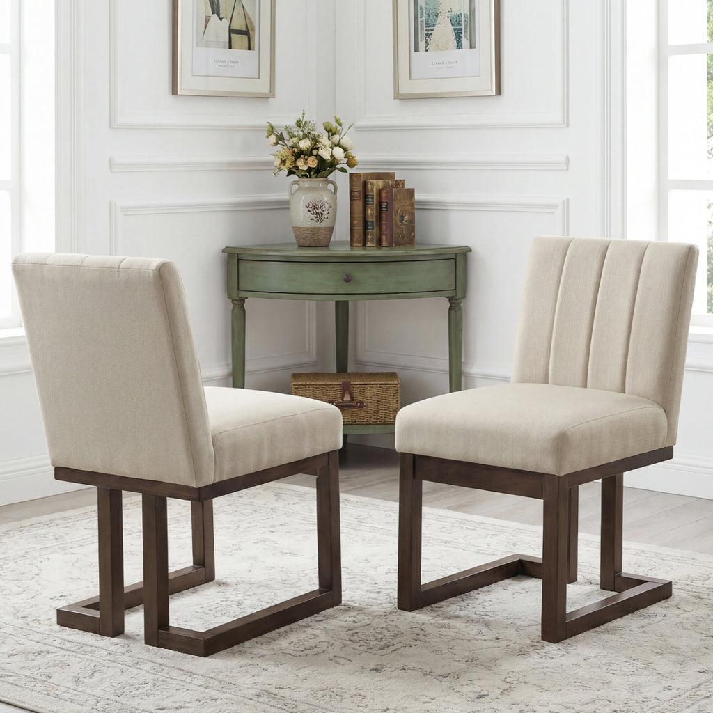 Modern Farmhouse Dining Chairs Set of 2, Walnut