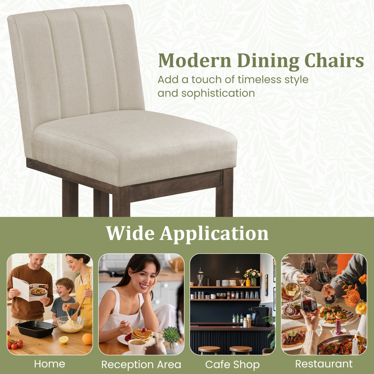 Modern Farmhouse Dining Chairs Set of 2, Walnut