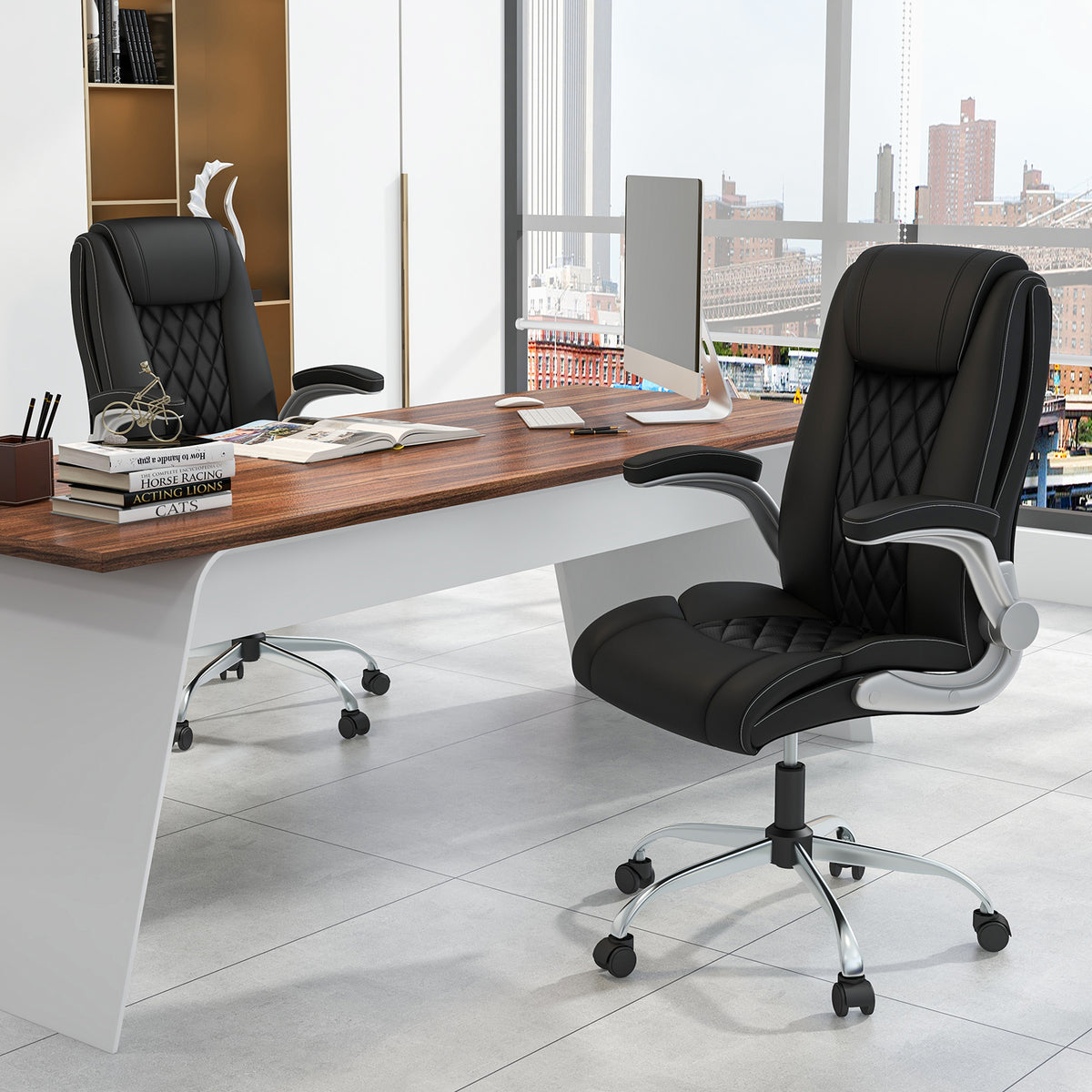 Height Adjustable Office Chair with Rocking Function - Black