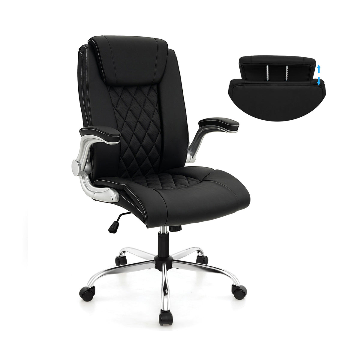 Height Adjustable Office Chair with Rocking Function - Black