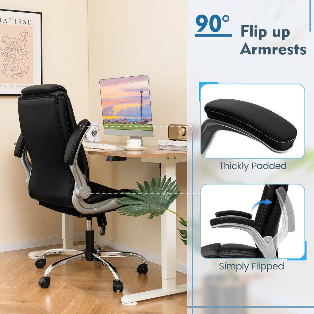 Height Adjustable Office Chair with Rocking Function - Black