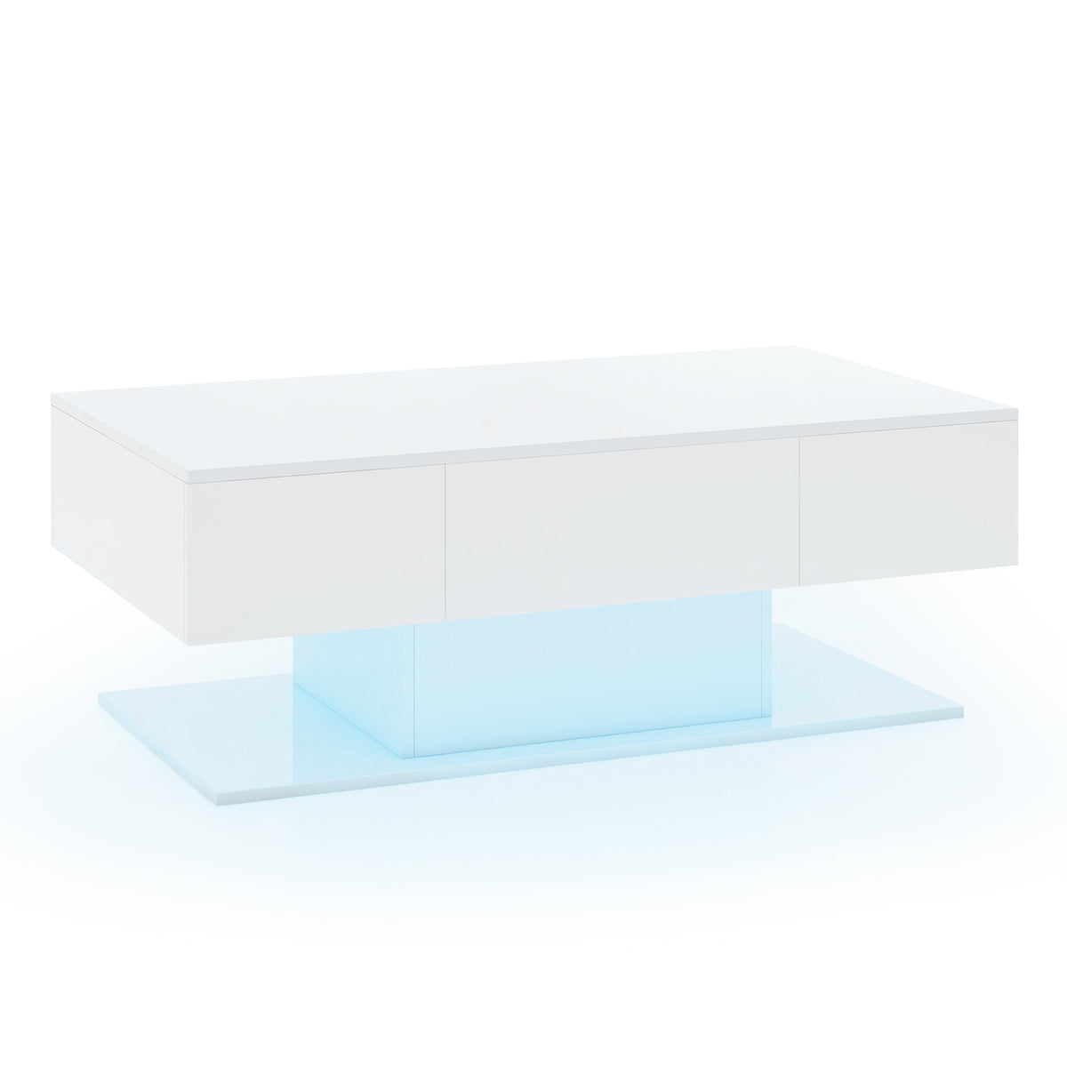 LED Coffee Table with Storage Drawers - Black