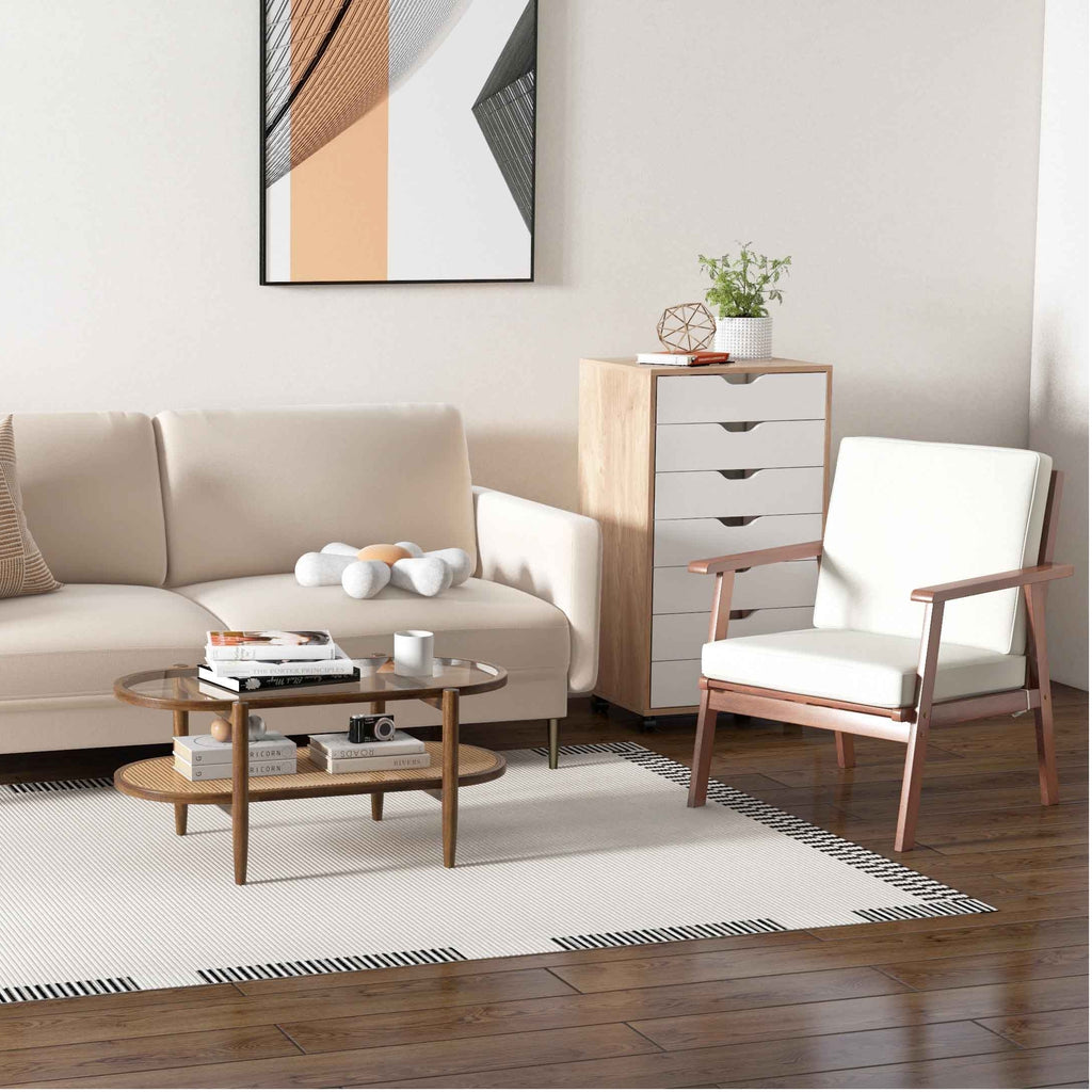 3-Piece Rattan Living Room Set - Coffee Table, Side Table & Accent Chair