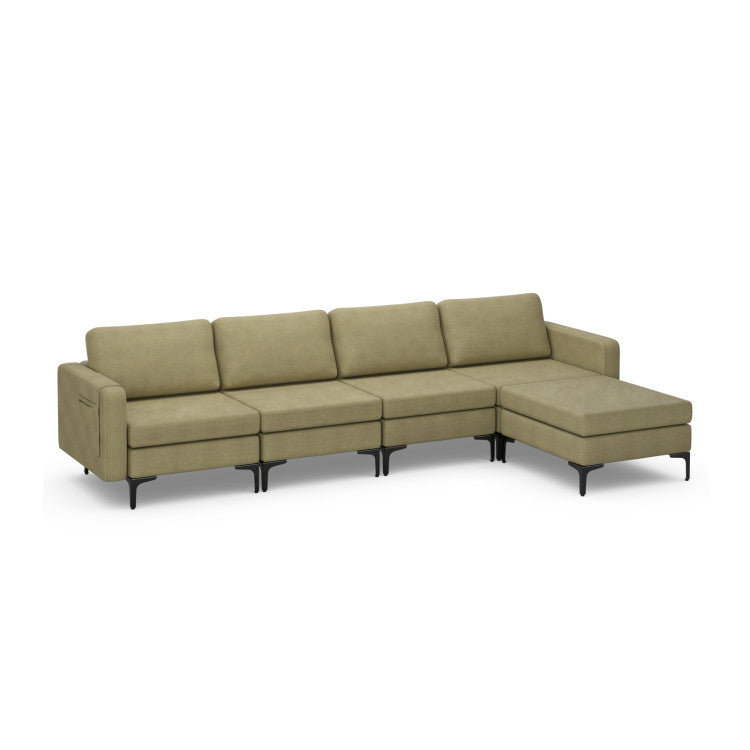 Modern Living Room Set: L-Shaped Sectional Sofa with Lift Coffee Table