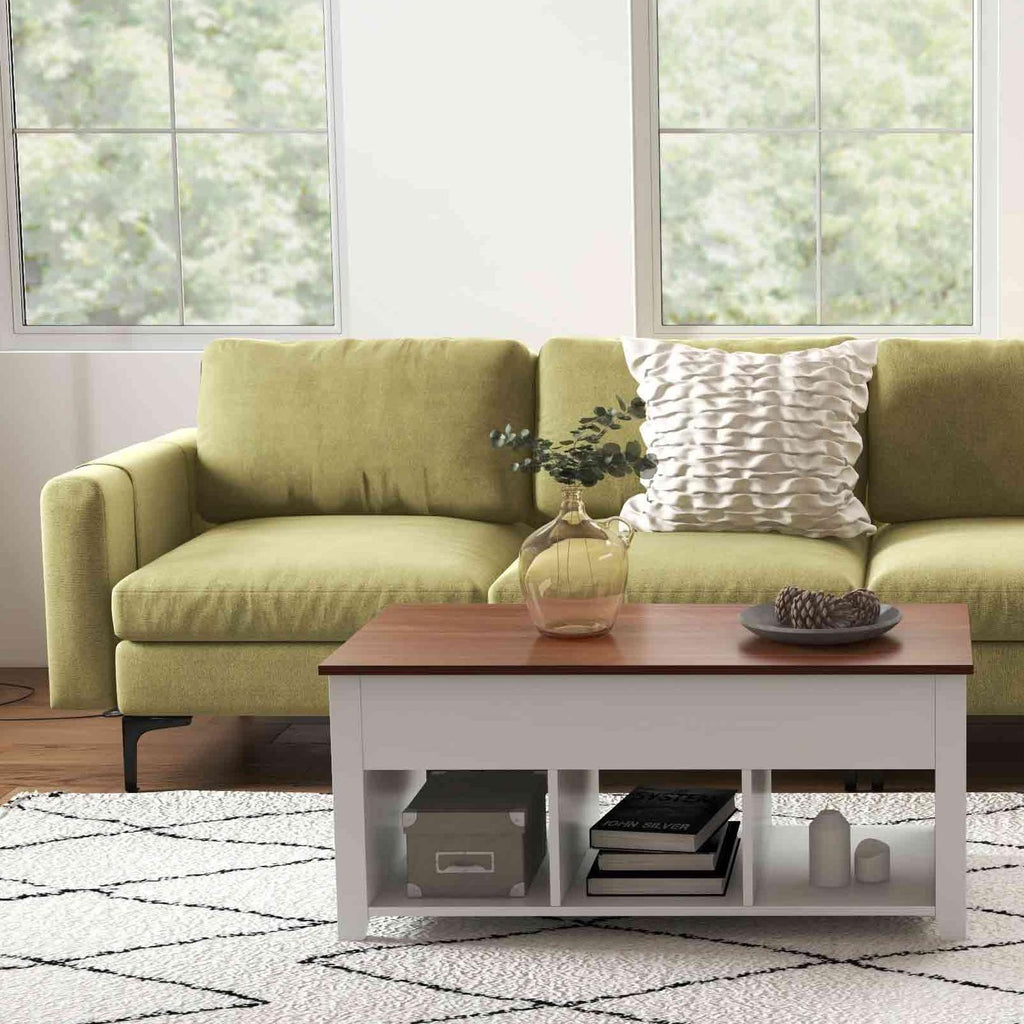 Modern Living Room Set: L-Shaped Sectional Sofa with Lift Coffee Table