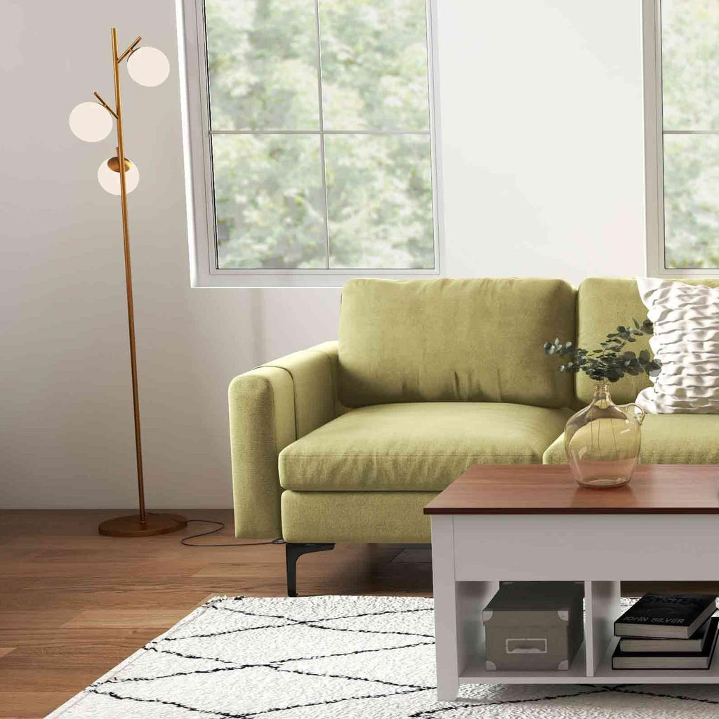 Modern Living Room Set: L-Shaped Sectional Sofa with Lift Coffee Table