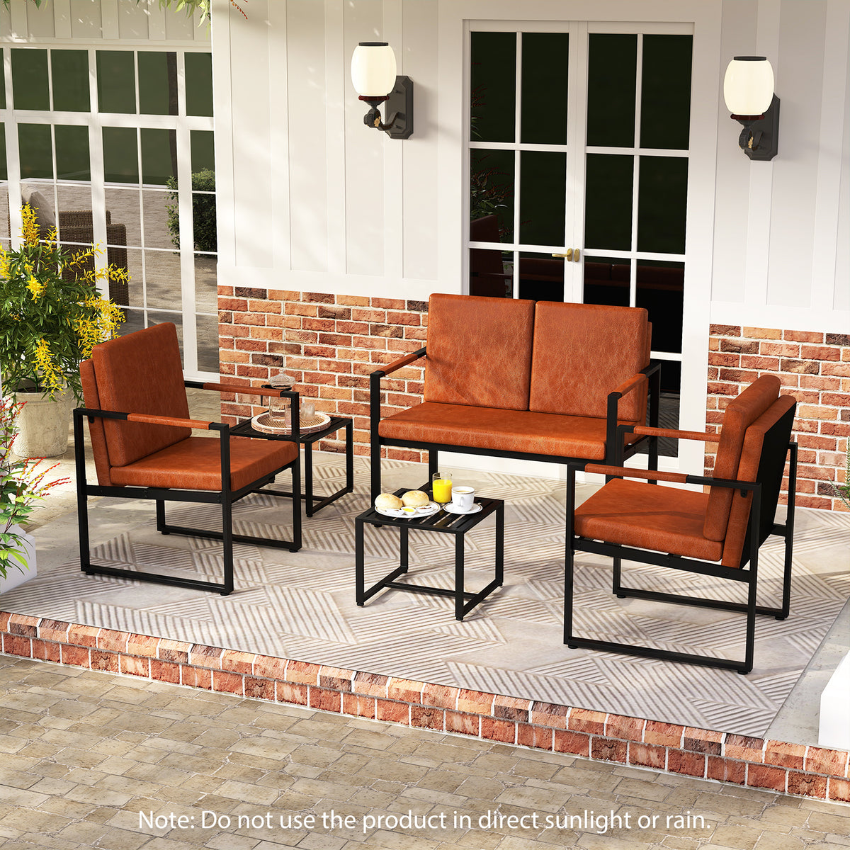 Modern Loveseat Sofa 2-Seater - Black & Brown