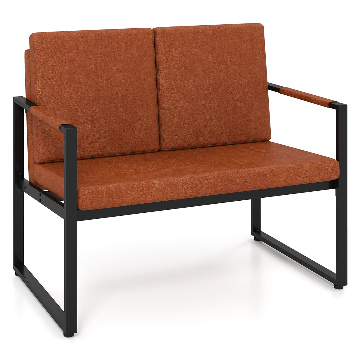Modern Loveseat Sofa 2-Seater - Black & Brown