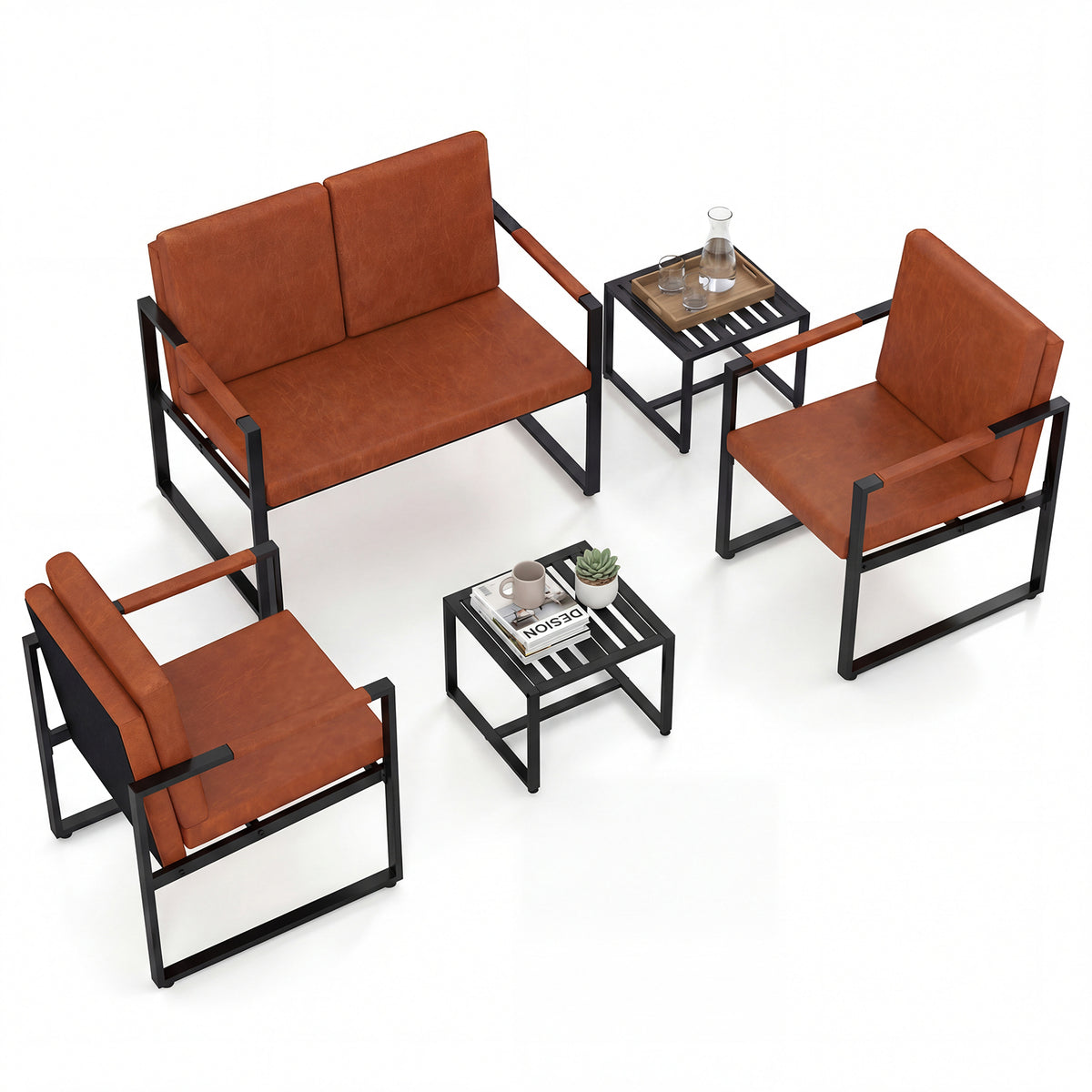 Modern Loveseat Sofa 2-Seater - Black & Brown