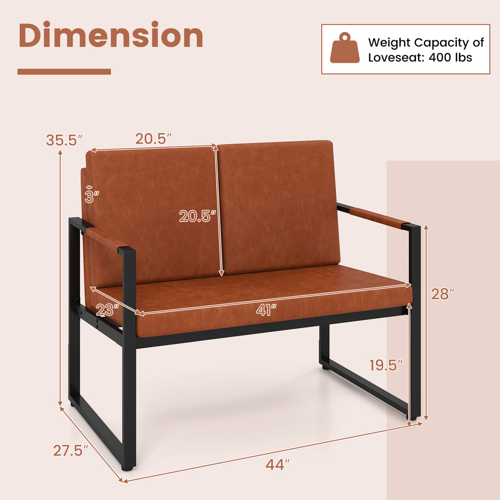 Modern Loveseat Sofa 2-Seater - Black & Brown