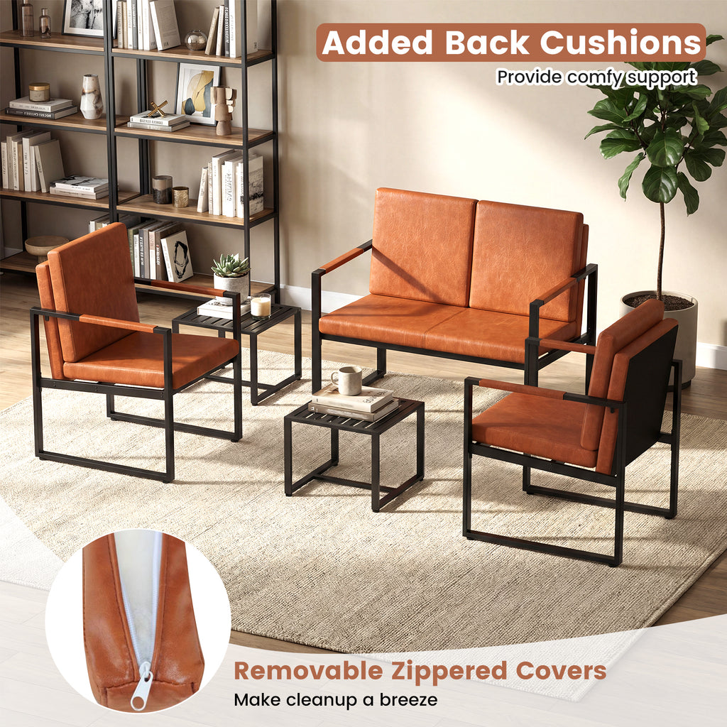 Modern Loveseat Sofa 2-Seater - Black & Brown