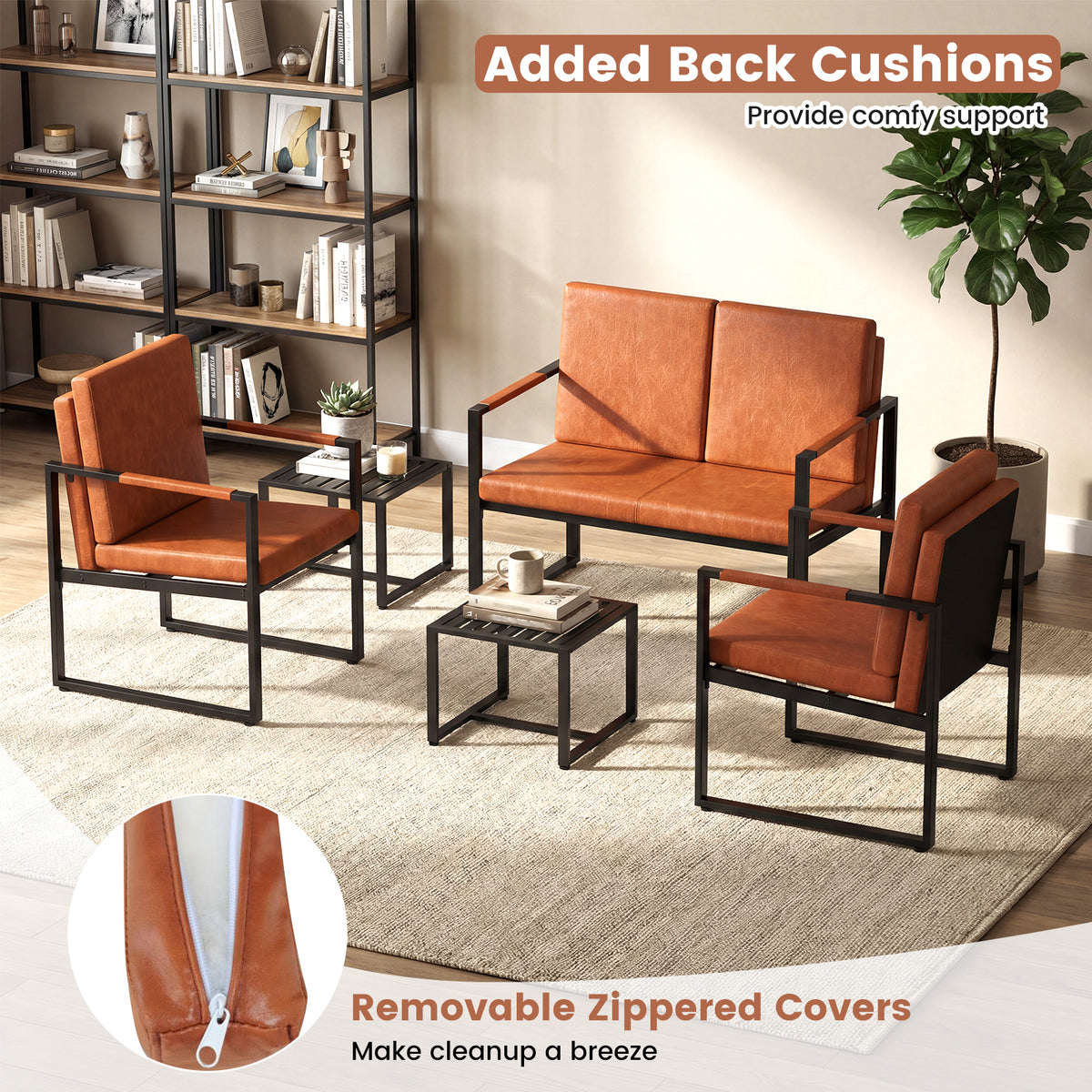 Modern Loveseat Sofa 2-Seater - Black & Brown