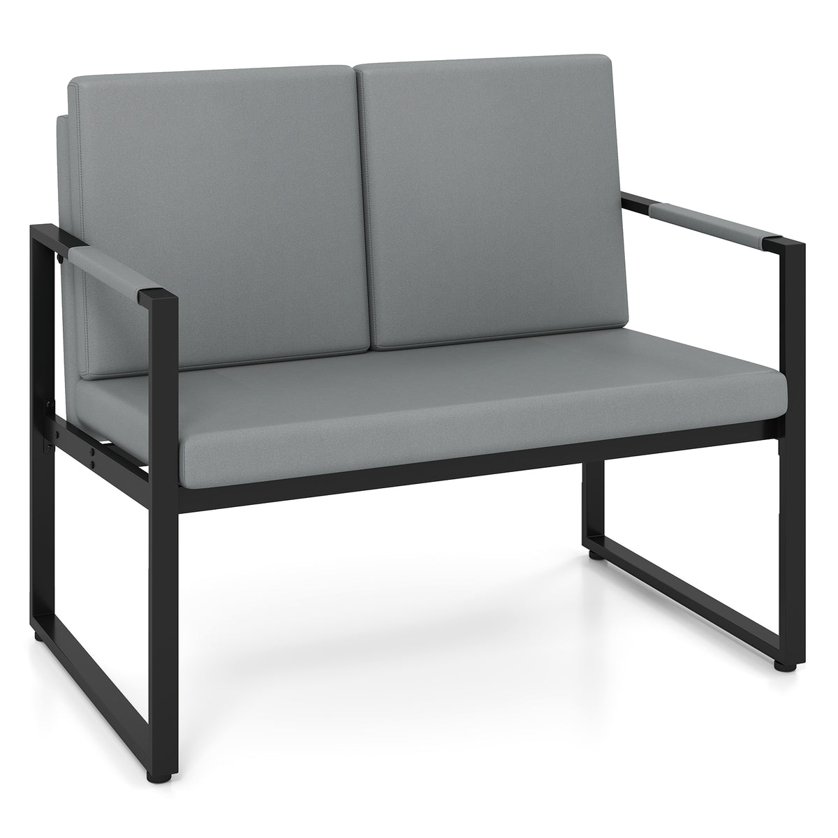 Metal End Table with Slatted Top, Black - Set of 2