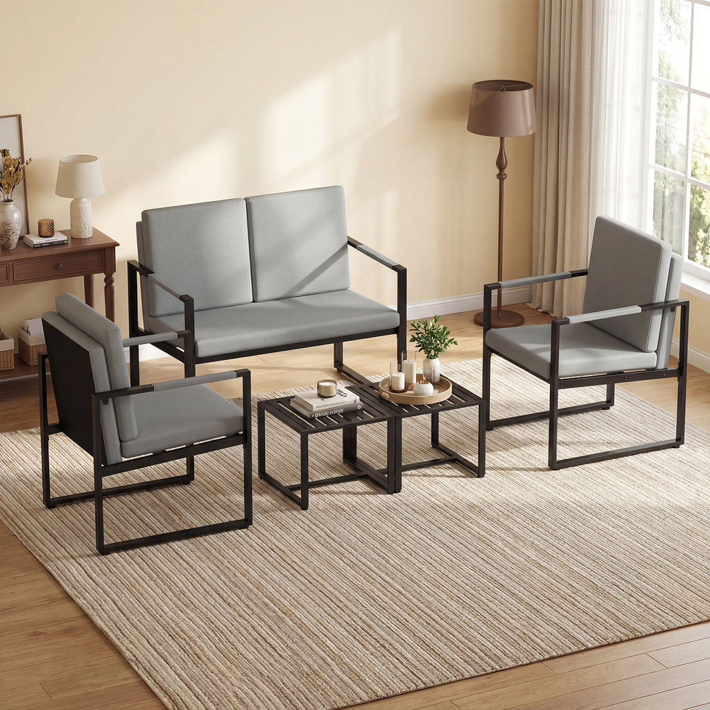 Modern Loveseat Sofa 2-Seater - Black & Brown