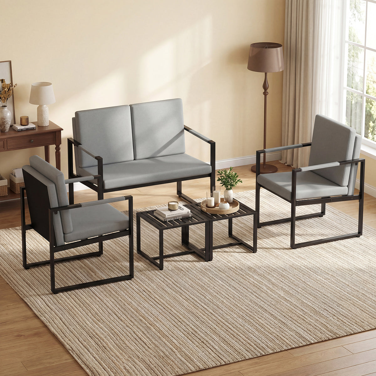 Modern Loveseat Sofa 2-Seater - Black & Brown
