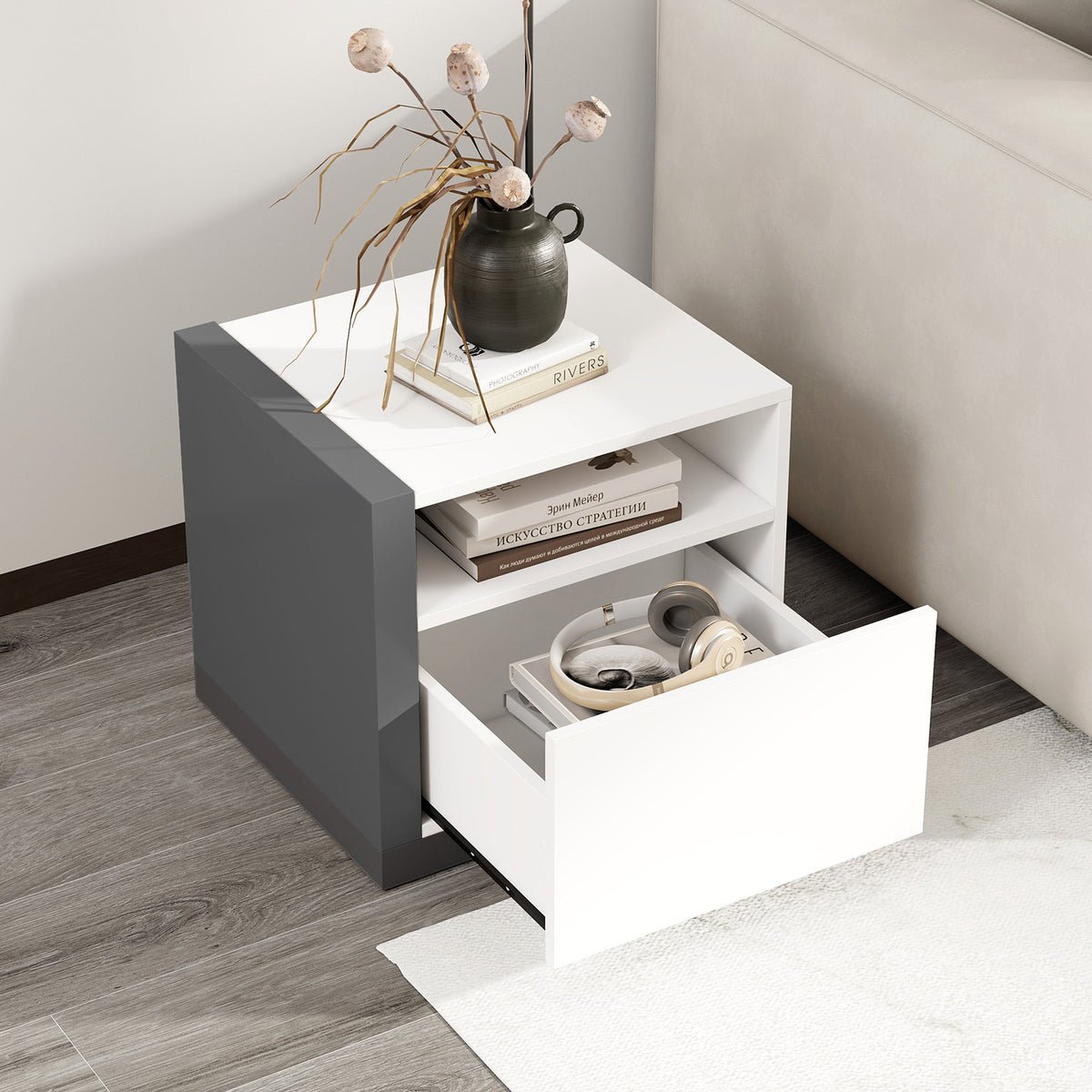 Modern Minimalist Nightstand with Drawer