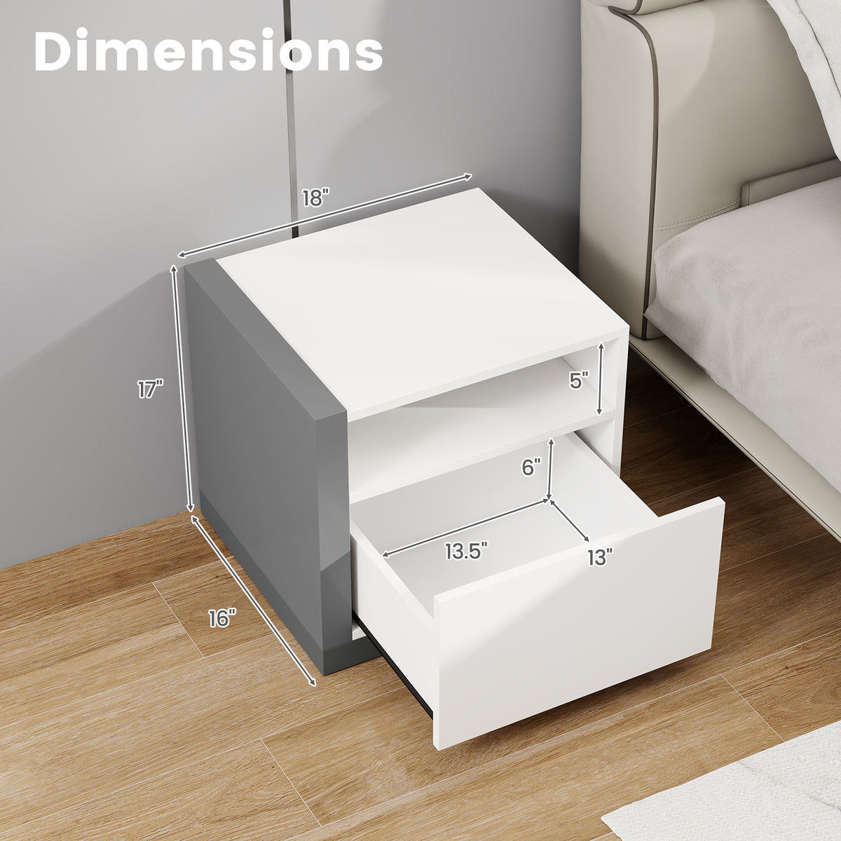 Modern Minimalist Nightstand with Drawer