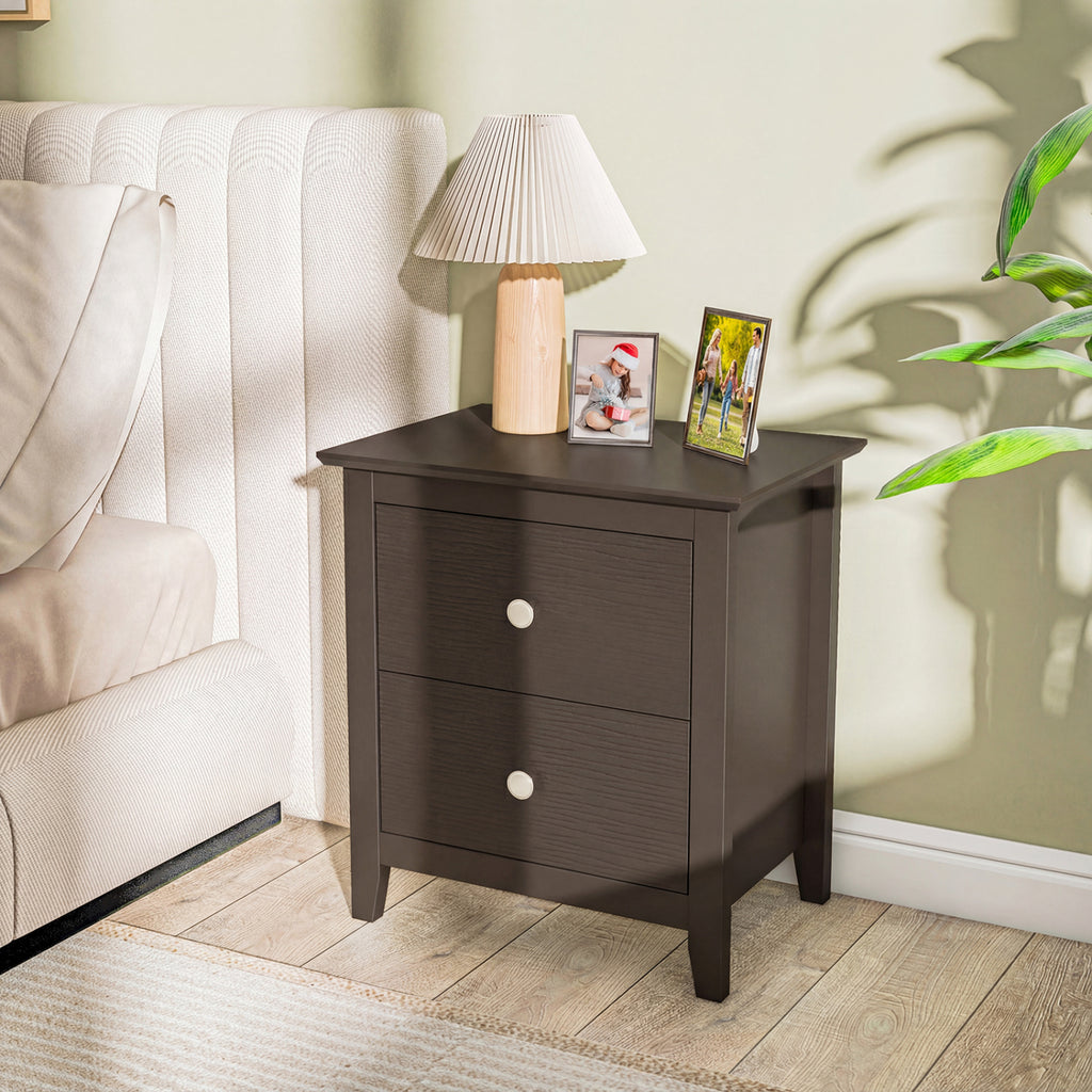 2-Drawer Nightstand for Small Spaces, Brown