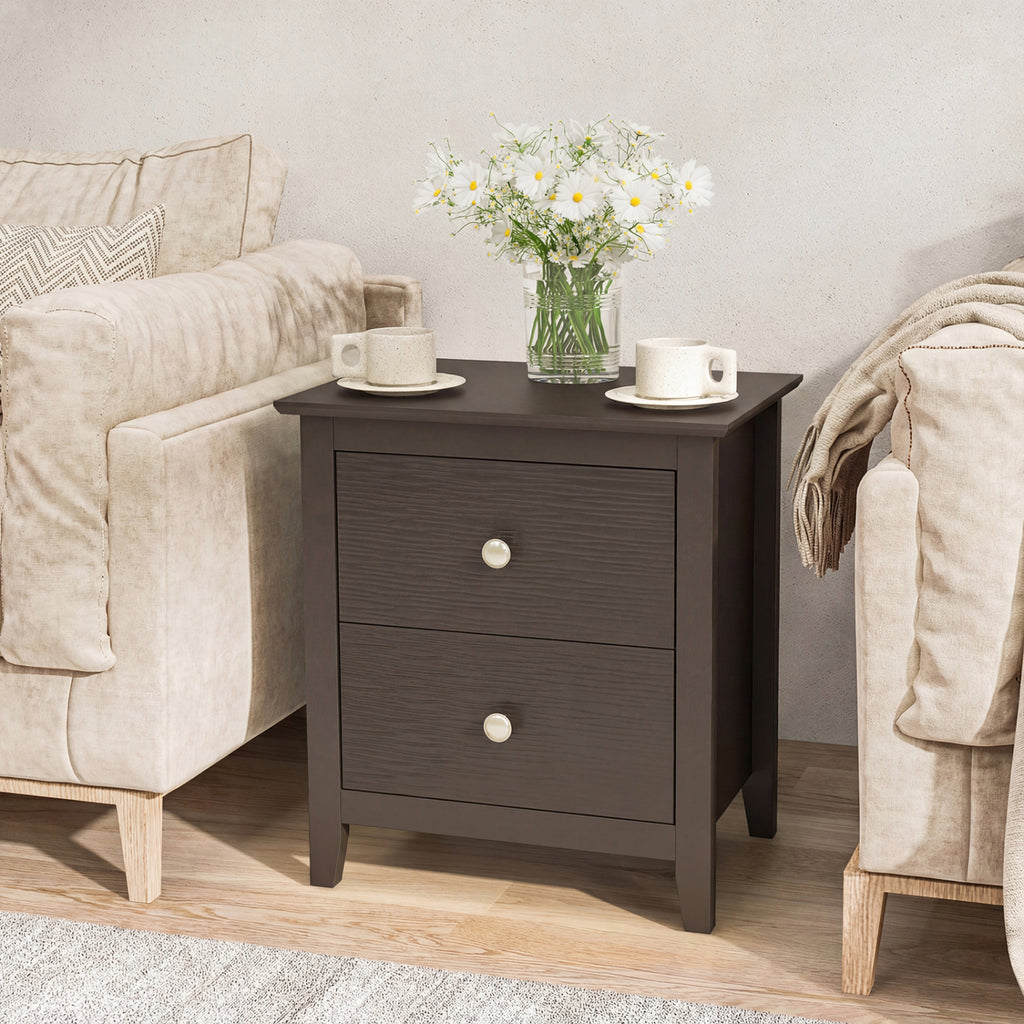 2-Drawer Nightstand for Small Spaces, Brown