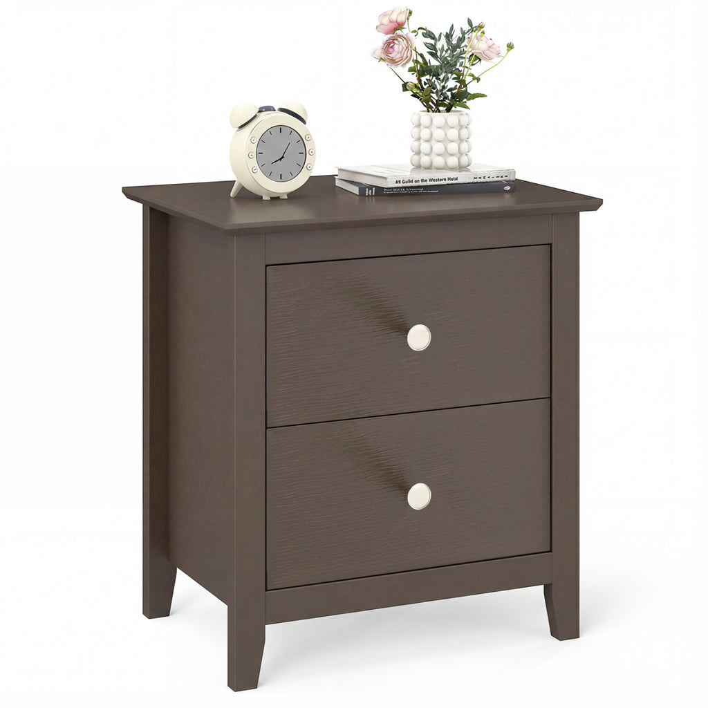 2-Drawer Nightstand for Small Spaces, Brown
