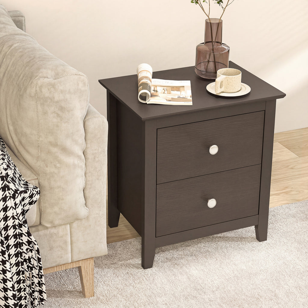 2-Drawer Nightstand for Small Spaces, Brown