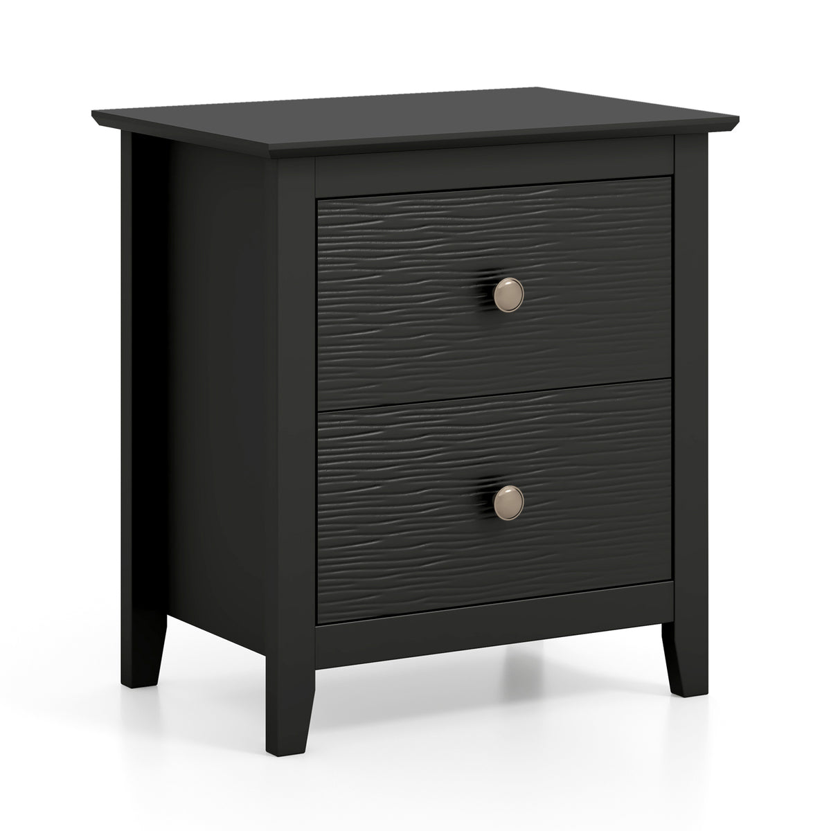 Black Nightstand with 2 Drawers - Small Space