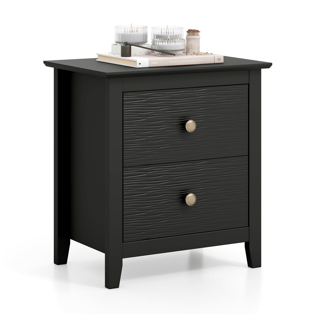 Black Nightstand with 2 Drawers - Small Space