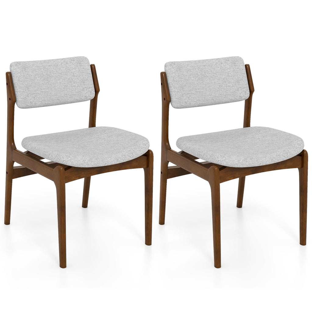 Padded Dining Chairs with Rubber Wood Legs Set of 2 - Brown