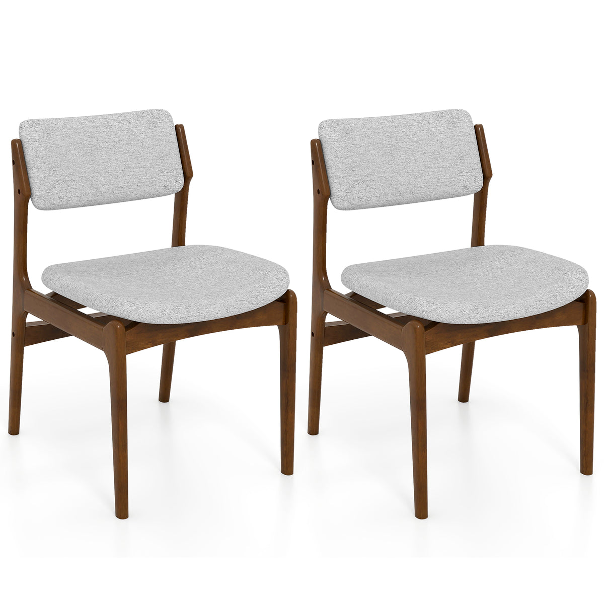 Padded Dining Chairs with Rubber Wood Legs Set of 2 - Brown