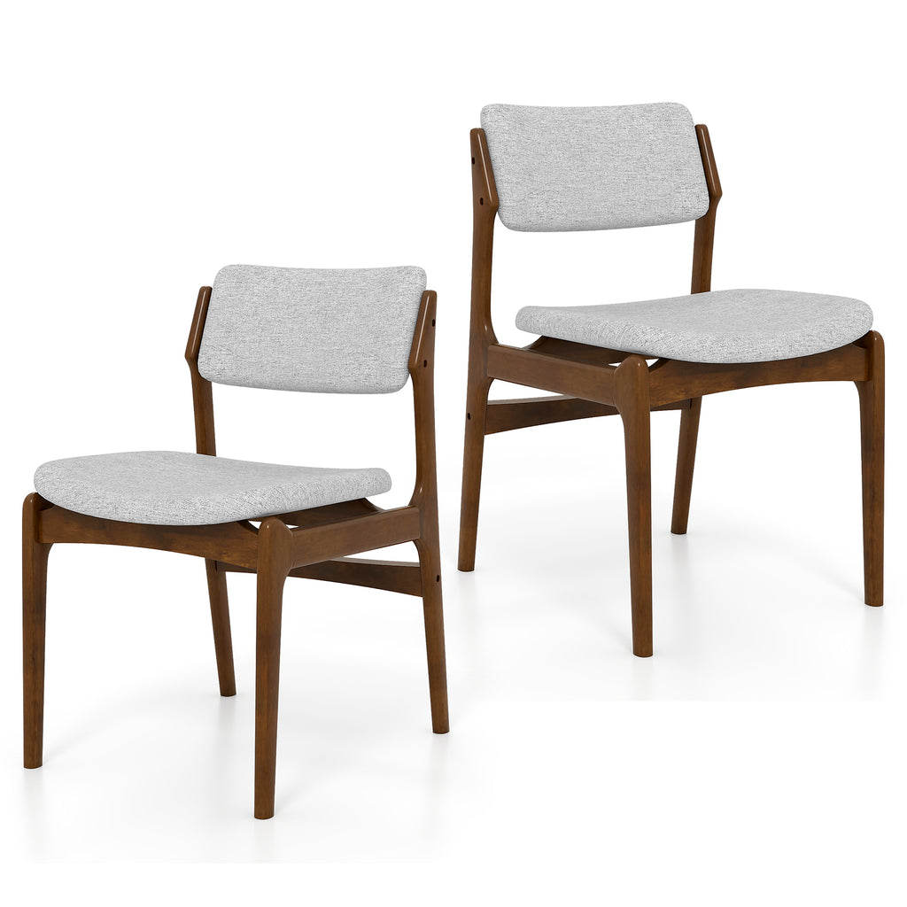 Padded Dining Chairs with Rubber Wood Legs Set of 2 - Brown