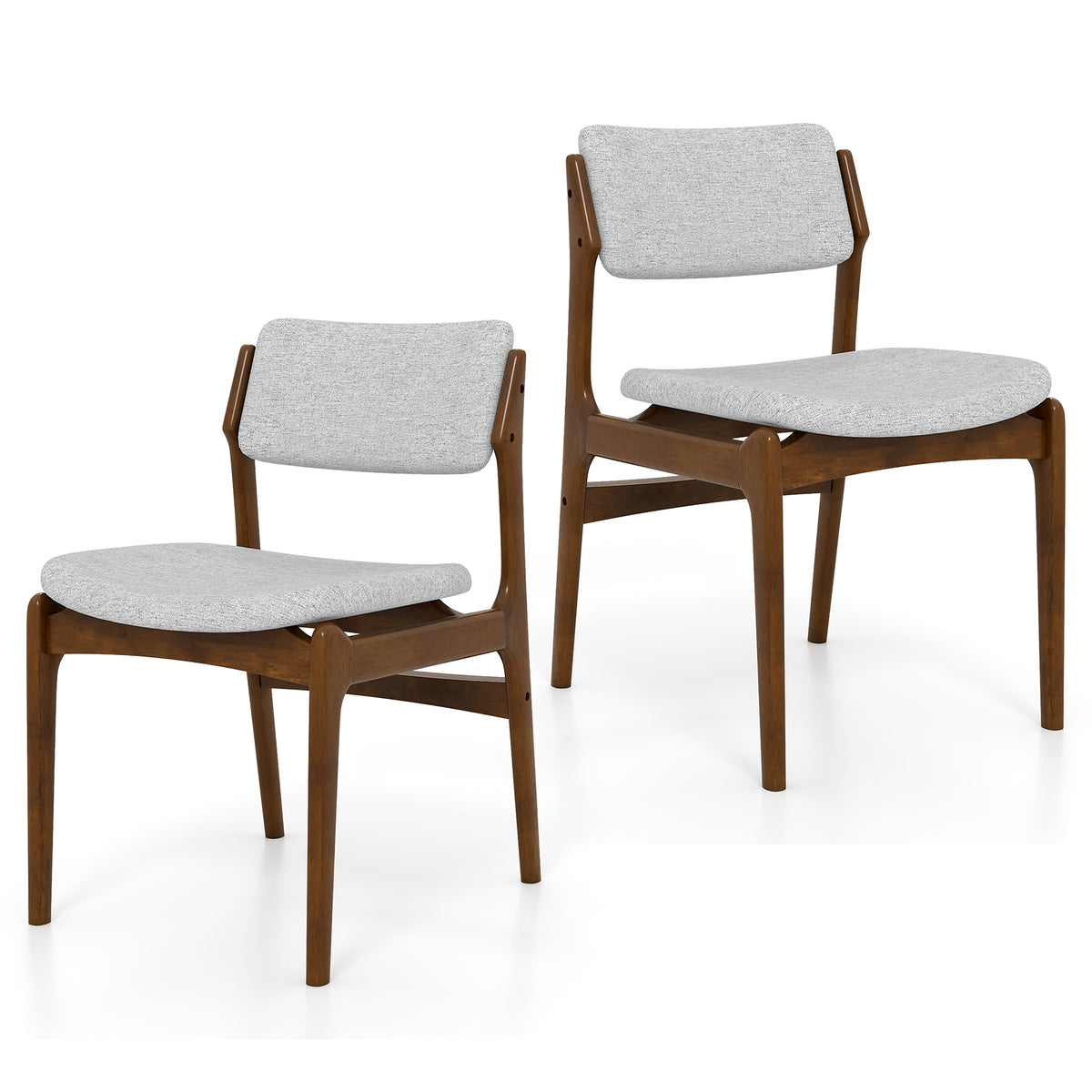 Padded Dining Chairs with Rubber Wood Legs Set of 2 - Brown