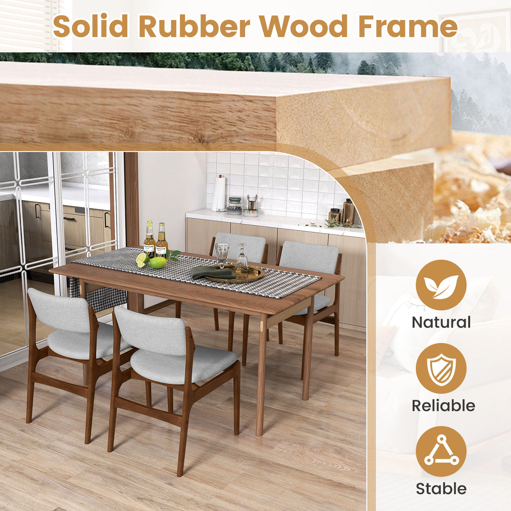Padded Dining Chairs with Rubber Wood Legs Set of 2 - Brown