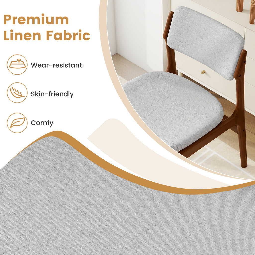 Padded Dining Chairs with Rubber Wood Legs Set of 2 - Brown