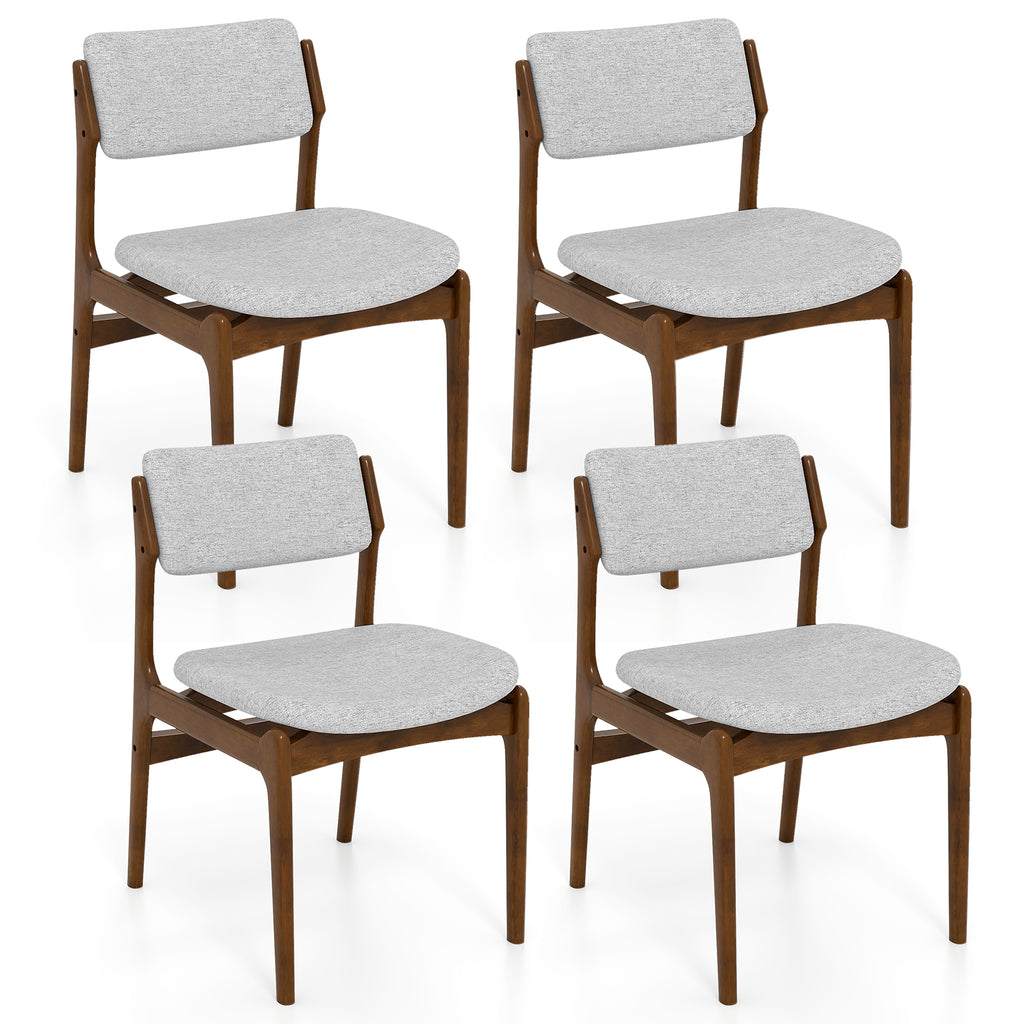 Padded Dining Chairs with Rubber Wood Legs Set of 2 - Brown
