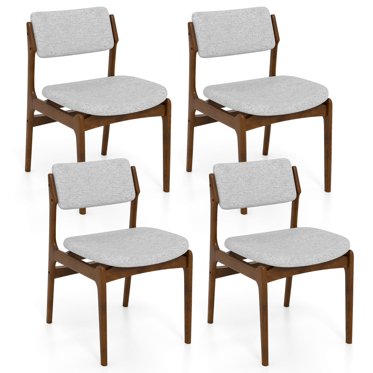Padded Dining Chairs with Rubber Wood Legs Set of 2 - Brown