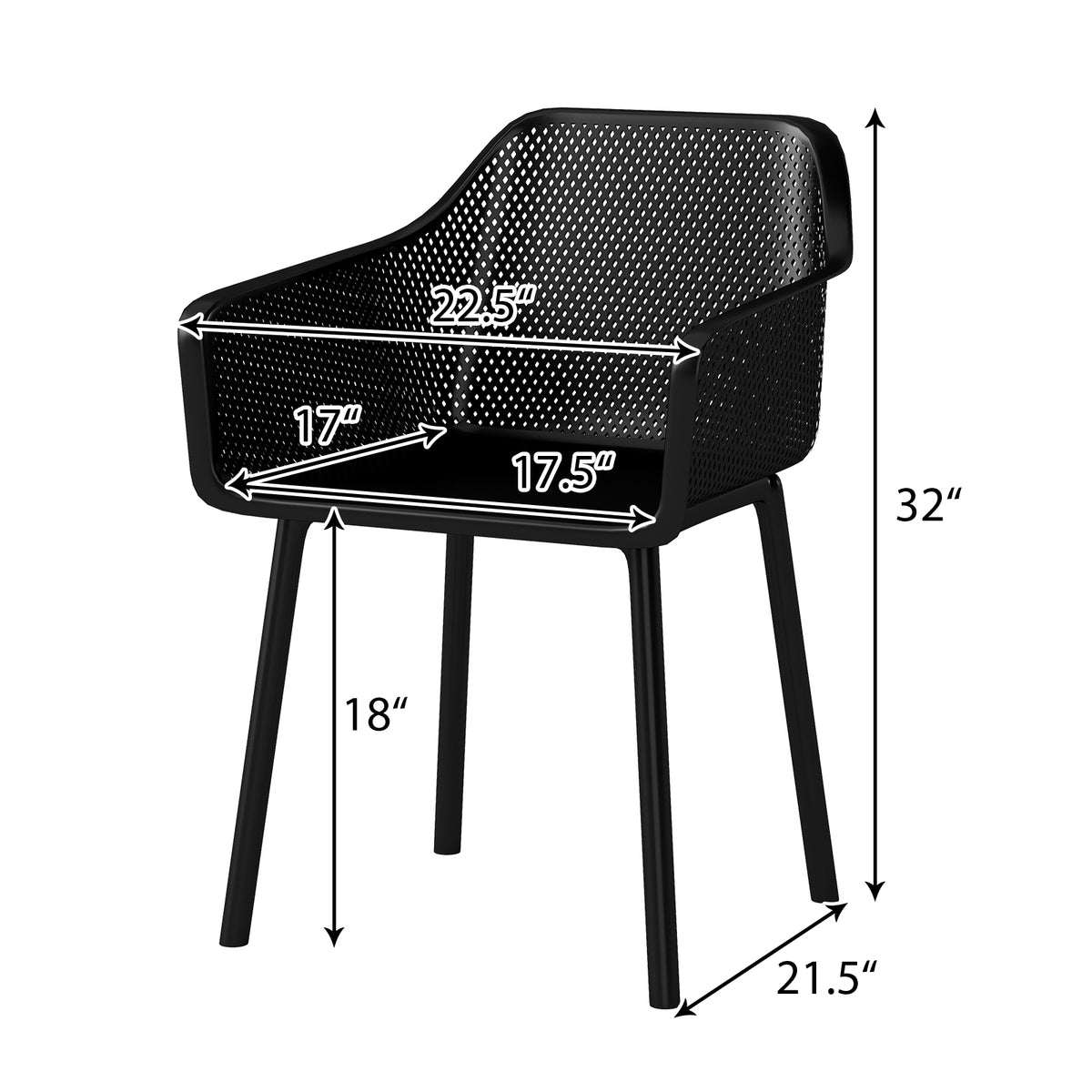 Modern Dining Chairs Set of 4 with Mesh Backrest - Black