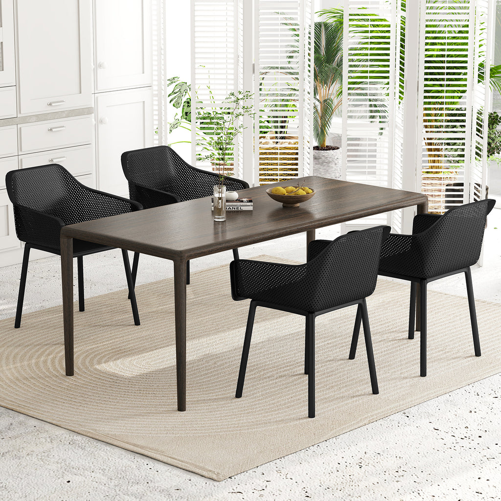 Modern Dining Chairs Set of 2 with Mesh Backrest – Black