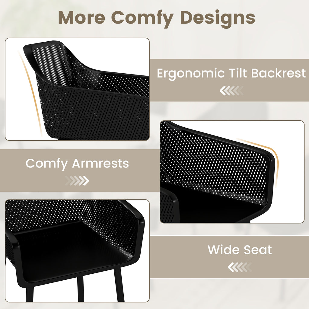 Modern Dining Chairs Set of 2 with Mesh Backrest – Black