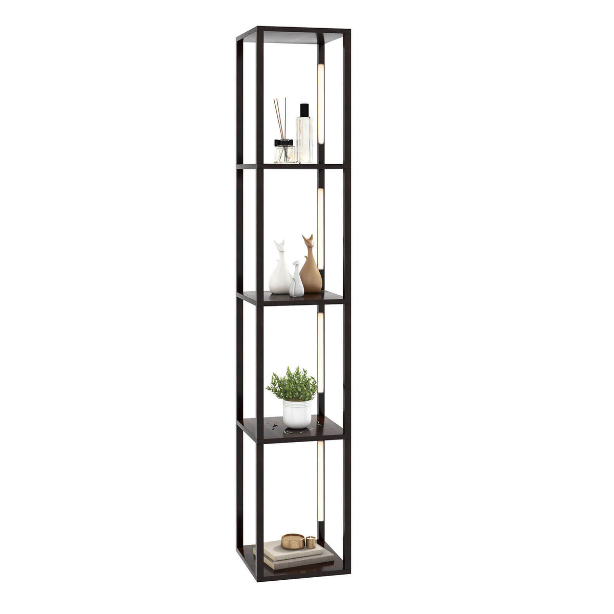 Walnut 64 Inch Floor Lamp with 3-Level Dimmable LED Bulbs & Rotatable Poles