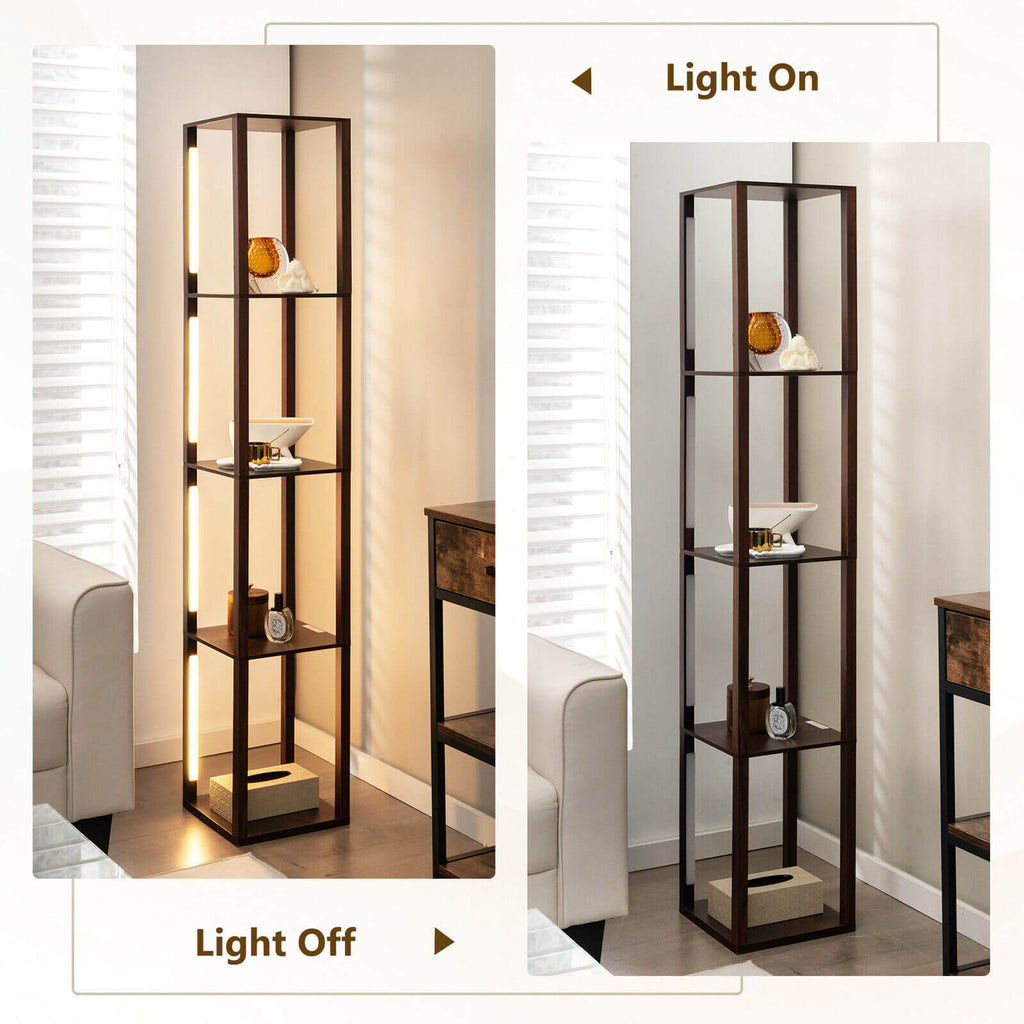 Walnut 64 Inch Floor Lamp with 3-Level Dimmable LED Bulbs & Rotatable Poles
