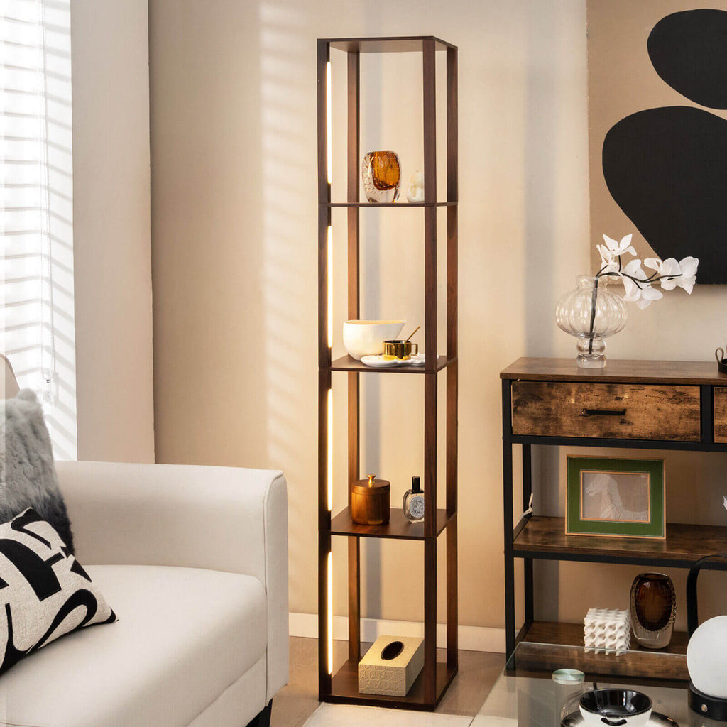 Walnut 64 Inch Floor Lamp with 3-Level Dimmable LED Bulbs & Rotatable Poles